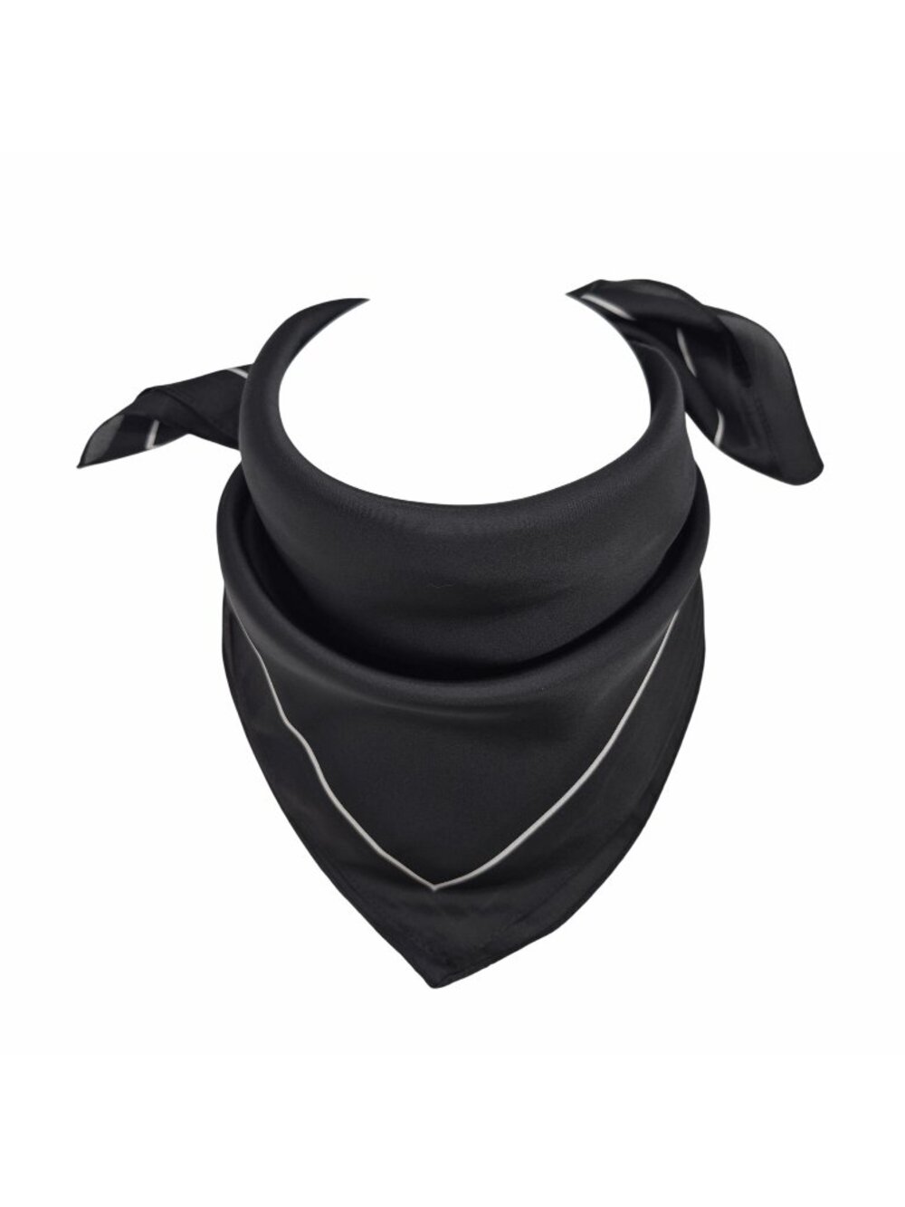Luxury Elegant Minimalist Soft Silky Square Scarf Black With White Border Hijab